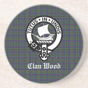 Scottish Clan Wood Crest & Tartan  Zandsteen Onderzetter
