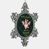 Scottish Clan Young met Kerstmis Tin Sneeuwvlok Ornament (Links)