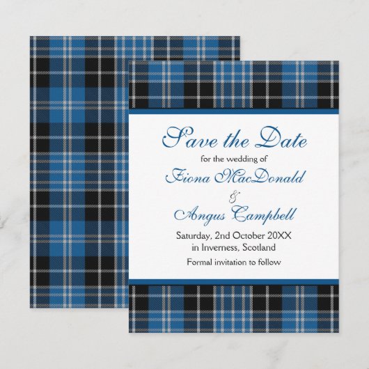 Scottish Clark Tartan Wedding Save the Date Kaart (Voorkant / Achterkant)