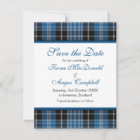 Scottish Clark Tartan Wedding Save the Date Kaart