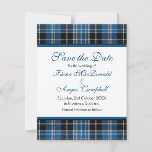 Scottish Clark Tartan Wedding Save the Date Kaart