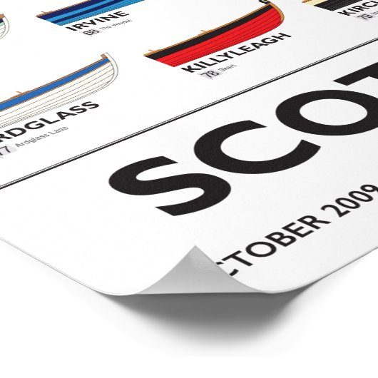 Scottish Coastal Rowing Poster - Skiffs, 5 jaar v4 (Hoek)
