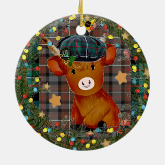 Scottish cow Baby first Christmas ornaments  Keramisch Ornament