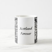 Scottish Deer in Snowy Glen Black & White Linocut Koffiemok (Center)