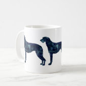 Scottish Deerhound Black Waterverf Silhouette Koffiemok (Voorkant links)