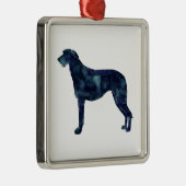 Scottish Deerhound Black Waterverf Silhouette Metalen Ornament (Rechts)
