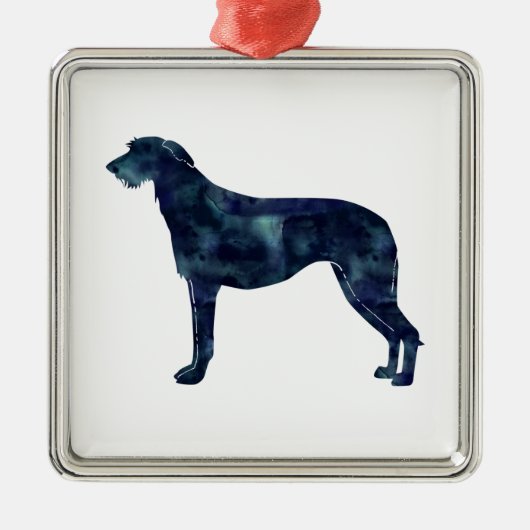 Scottish Deerhound Black Waterverf Silhouette Metalen Ornament (Voorkant)