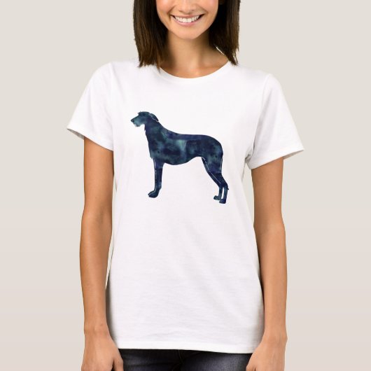 Scottish Deerhound Black Waterverf Silhouette T-shirt (Voorkant)