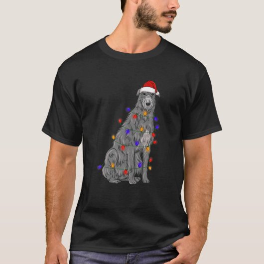 Scottish Deerhound Dog Wearing Kerstmis Pet Light T-shirt (Voorkant)