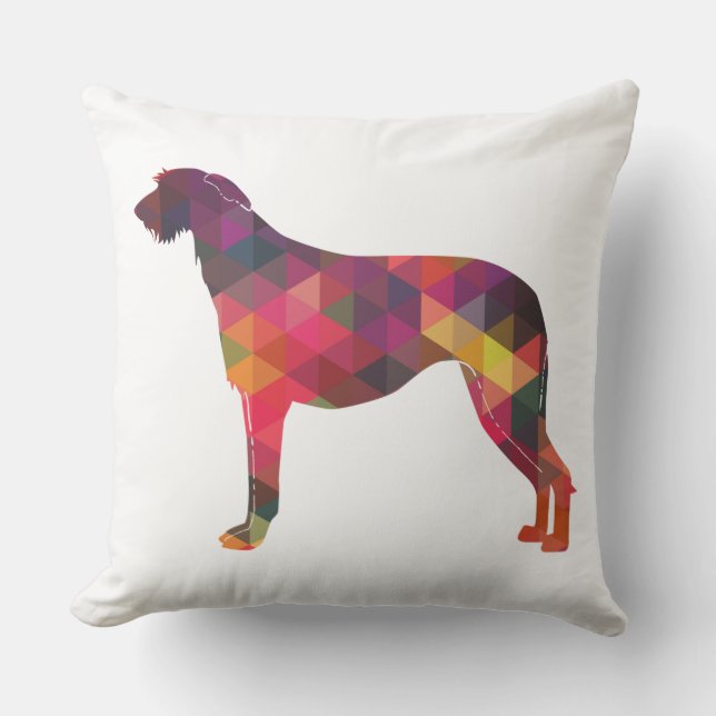 Scottish Deerhound Geometric Pattern Silhouette Kussen (Voorkant)