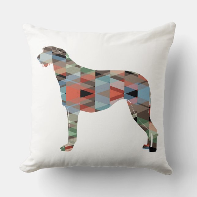 Scottish Deerhound Geometric Pattern Silhouette Kussen (Voorkant)