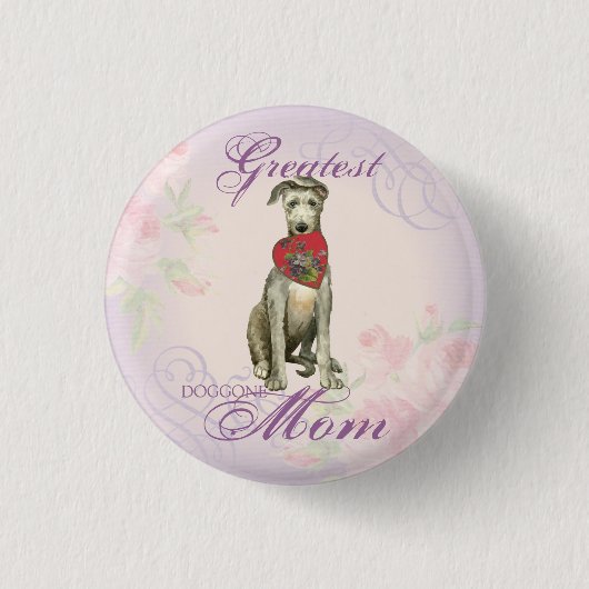 Scottish Deerhound Heart Mam Ronde Button 3,2 Cm (Voorkant)