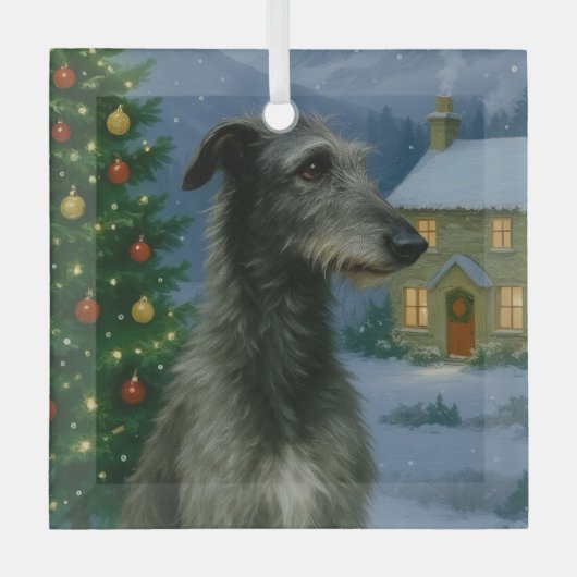 Scottish Deerhound Holiday Glas Ornament (Voorkant)