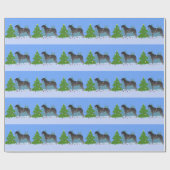 Scottish Deerhound kerstboom in het bos Cadeaupapier (Vlak)