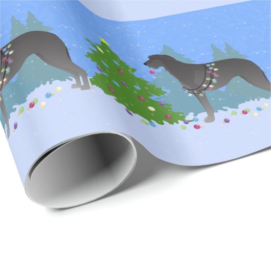 Scottish Deerhound kerstboom in het bos Cadeaupapier (Rol Hoek)
