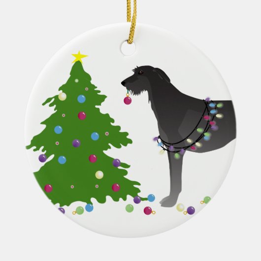 Scottish Deerhound-kerstontwerp Keramisch Ornament (Voorkant)