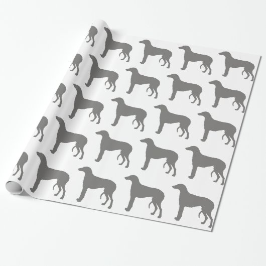 scottish deerhound kleurensilhouet cadeaupapier (Uitgerold)