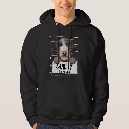 Scottish Deerhound Mugshot Guilty Dog Hoodie (Voorkant)