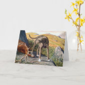 Scottish Deerhound Notecard Kaart (Gele Bloem)