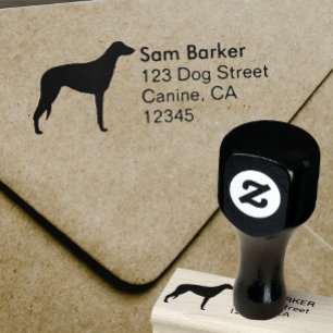 Scottish Deerhound Silhouette Retouradres Rubberstempel