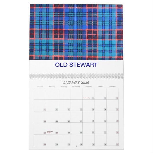  SCOTTISH FAMILIE TARTAN CALANDAR KALENDER (Jan 2026)