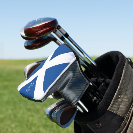 Scottish flag of Scotland custom monogram Golfheadcover (Insitu)