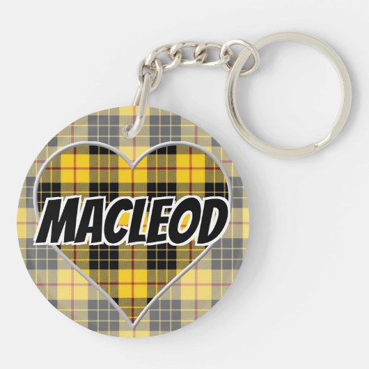 Scottish Flash Clan MacLeod of Lewis Tartan Heart Sleutelhanger (Achterkant)