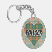 Scottish Flash Clan Pollock Tartan Heart Sleutelhanger (Voorkant Links)