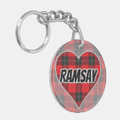 Scottish Flash Clan Ramsay Red Tartan Heart Sleutelhanger (Voorkant Links)