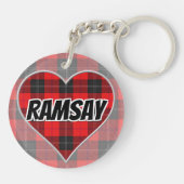Scottish Flash Clan Ramsay Red Tartan Heart Sleutelhanger (Achterkant)