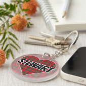Scottish Flash Clan Stewart Tartan Heart Sleutelhanger (Voorkant Rechts)