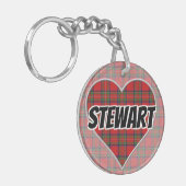 Scottish Flash Clan Stewart Tartan Heart Sleutelhanger (Voorkant Links)