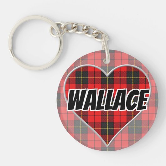 Scottish Flash Clan Wallace Tartan Heart Sleutelhanger (Voorkant)