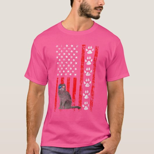 Scottish Fold Cat 4th of Juli Patriottisch Amerika T-shirt (Voorkant)