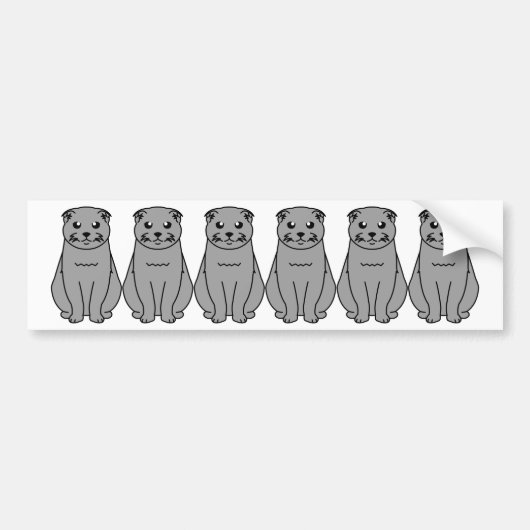 Scottish Fold Cat Cartoon Bumpersticker (Voorkant)
