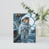 Scottish Fold cat inside space capsule Feestdagenkaart (Staand voorkant)