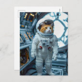 Scottish Fold cat inside space capsule Feestdagenkaart (Voorkant / Achterkant)