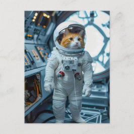 Scottish Fold cat inside space capsule Feestdagenkaart