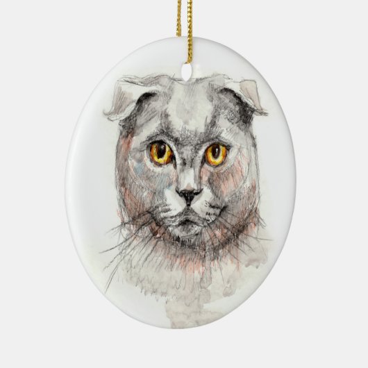 Scottish Fold Cat Keramisch Ornament (Rechts)