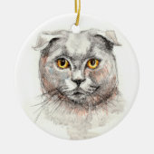 Scottish Fold Cat Keramisch Ornament (Voorkant)