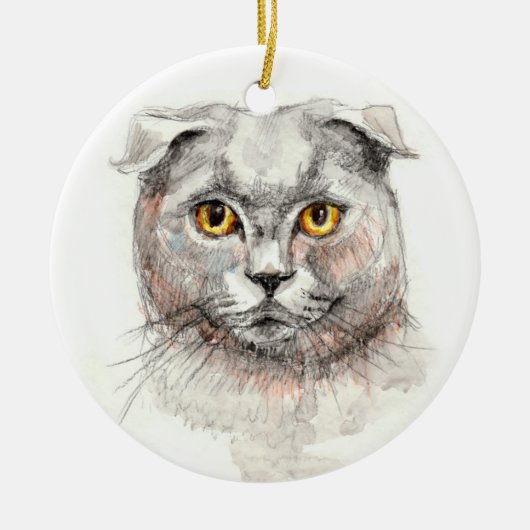 Scottish Fold Cat Keramisch Ornament (Voorkant)