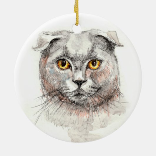 Scottish Fold Cat Keramisch Ornament (Achterkant)