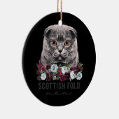 Scottish Fold Cat Mam Floral Keramisch Ornament (Rechts)