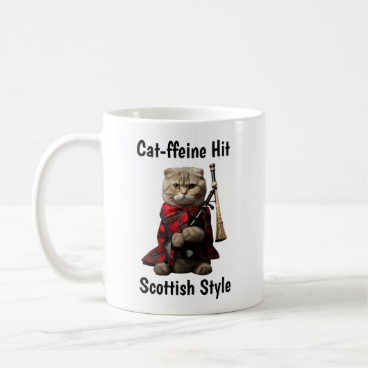 Scottish Fold Cat met doedelzak Koffiemok (Links)