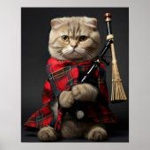 Scottish Fold Cat met doedelzak Poster (Voorkant)