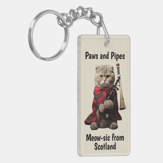 Scottish Fold Cat met doedelzak Sleutelhanger (Voorkant Links)