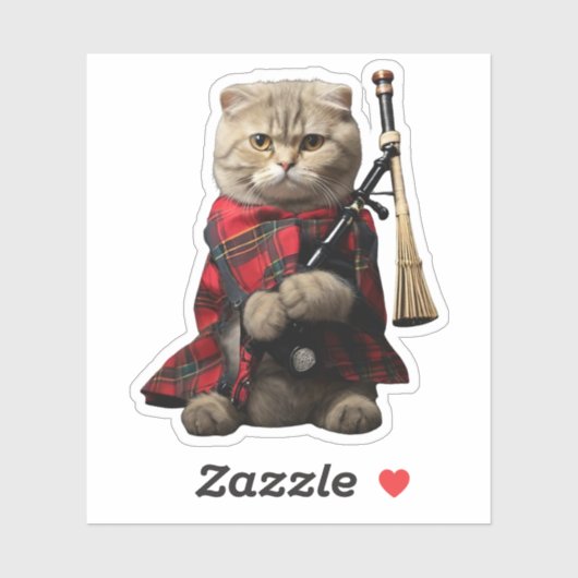 Scottish Fold Cat met doedelzak Sticker (Vel)