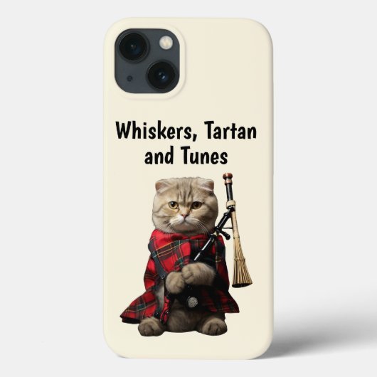 Scottish Fold Cat met doedelzak Telefoon Case (Achterkant)