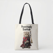 Scottish Fold Cat met doedelzak Tote Bag (Voorkant)