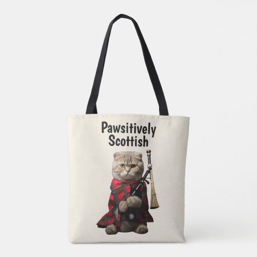 Scottish Fold Cat met doedelzak Tote Bag (Achterkant)